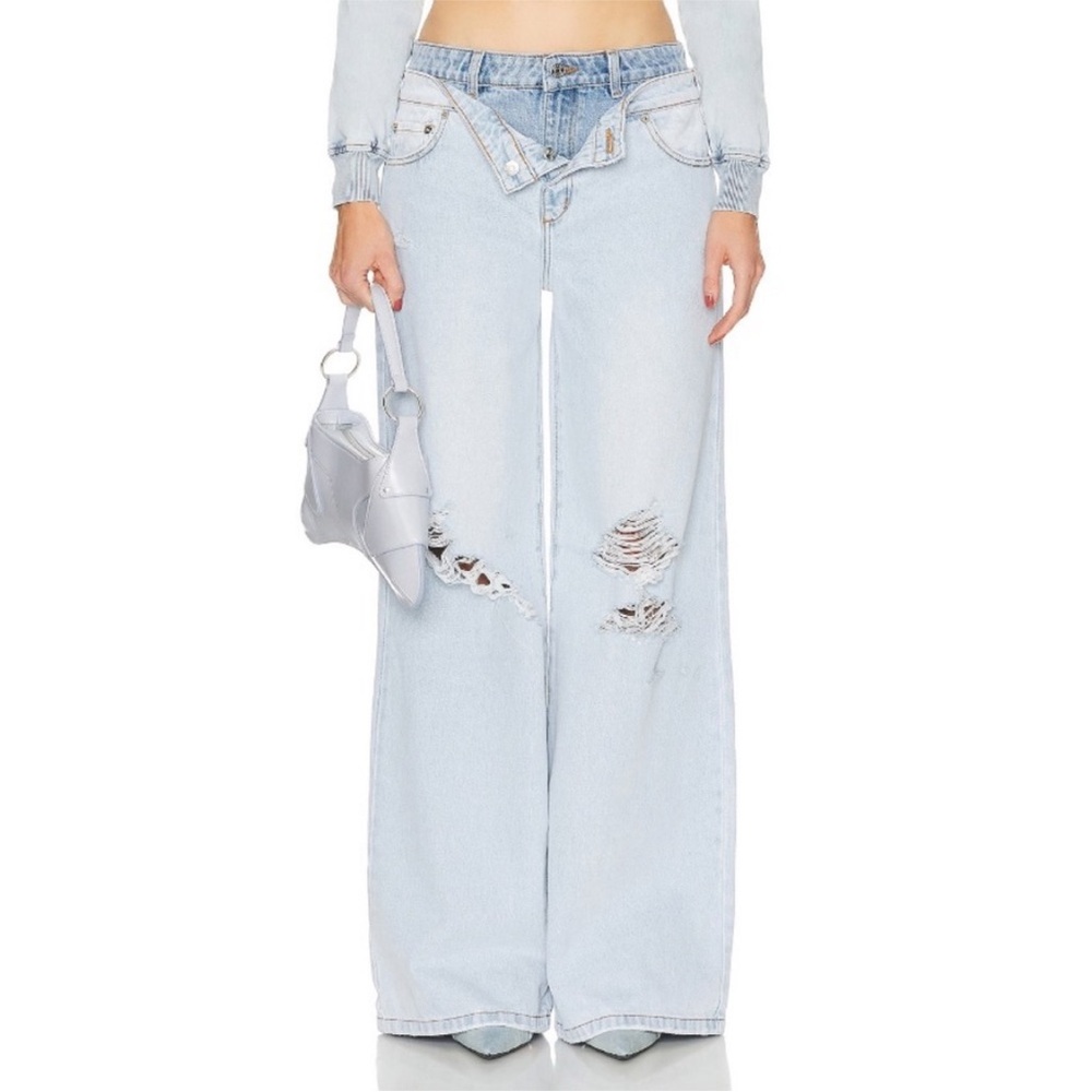 SER.O.YA Saphira Double Waistband Wide Leg Jeans in Skylight NWT - Picture 6 of 16
